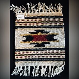 Handwoven Southwestern Tribal Style Mat with Fringe Made in India
